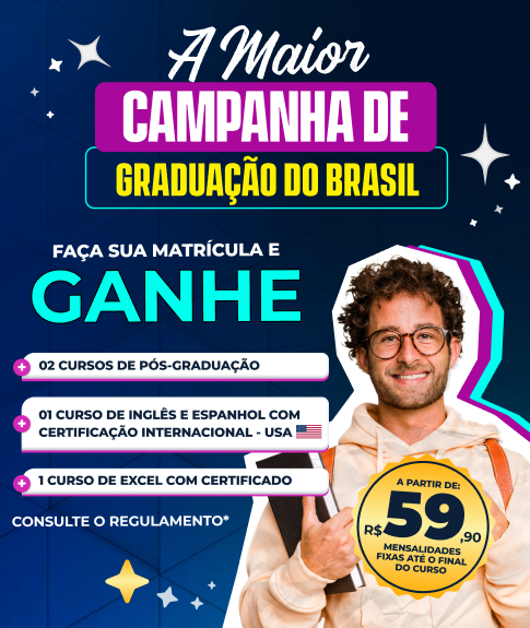 Graduação EAD Início imediato + 4 Cursos de Pós Grátis + 5 Cursos Livres Grátis + Matrícula Grátis